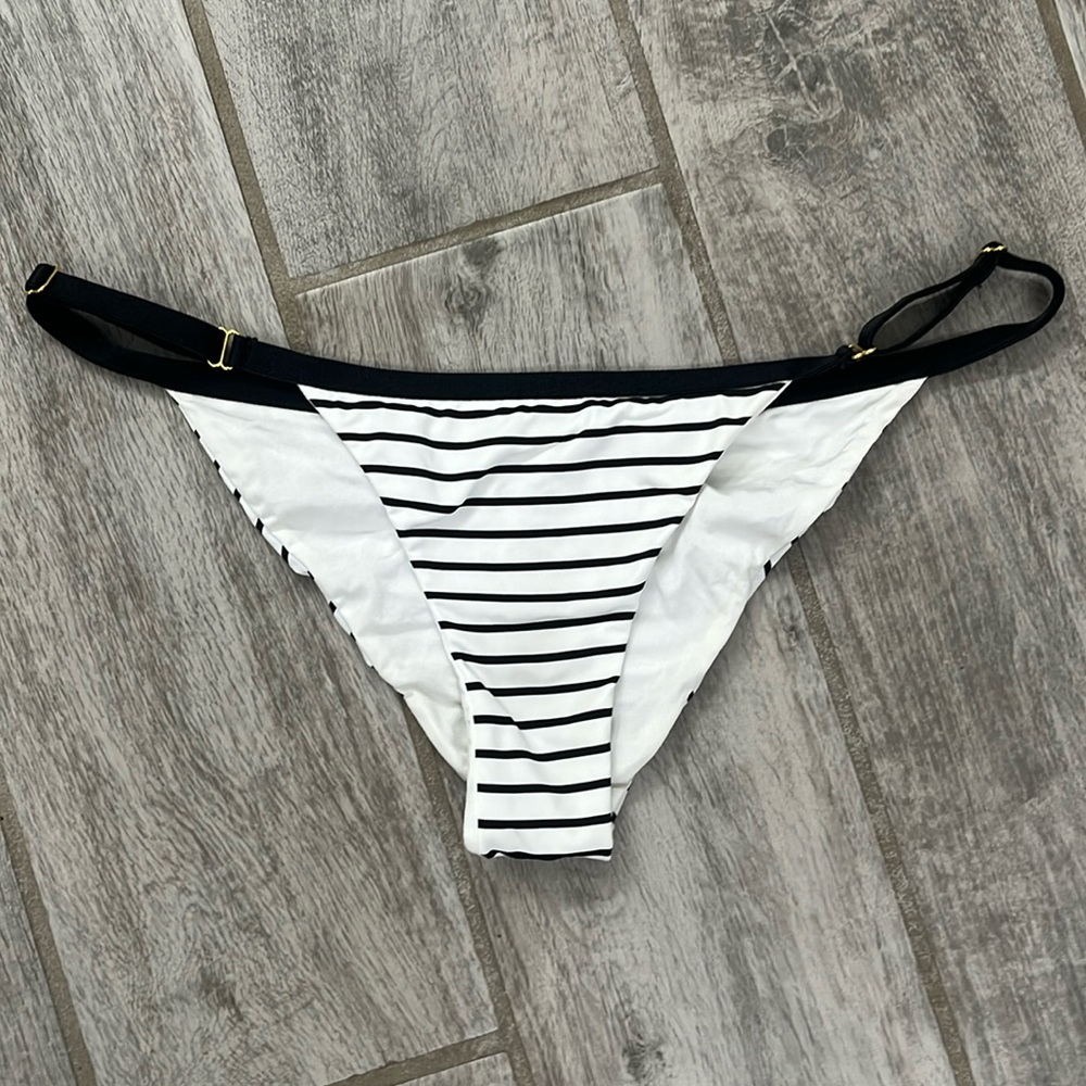 Beach Bunny Black and White Striped Bikini Bottom